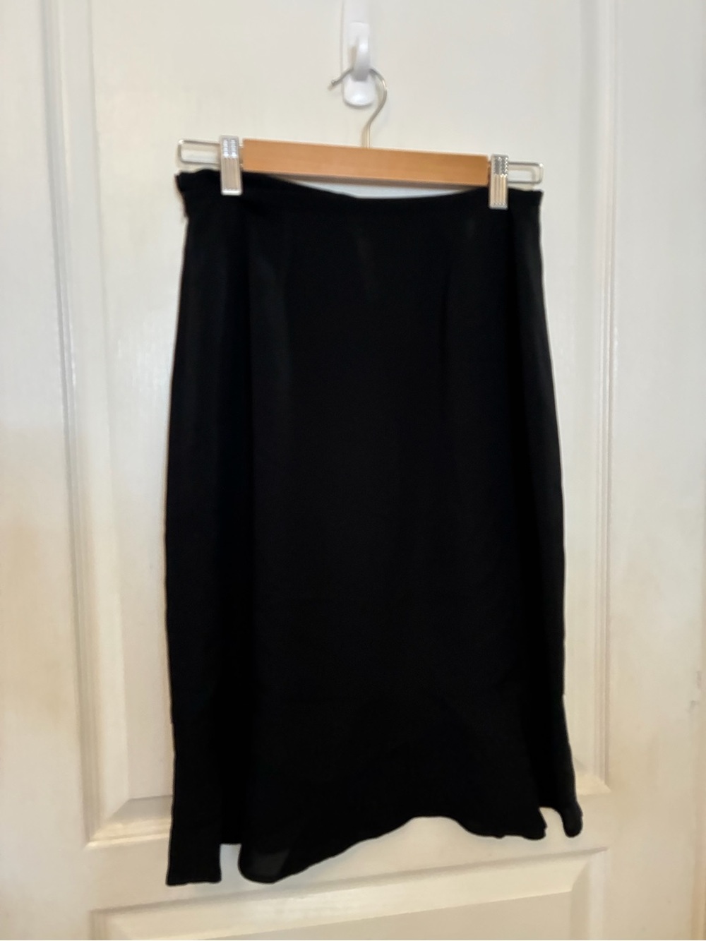 Kate Hill Petite Black Midi A-Line Skirt Classic Career Workwear Size 8P